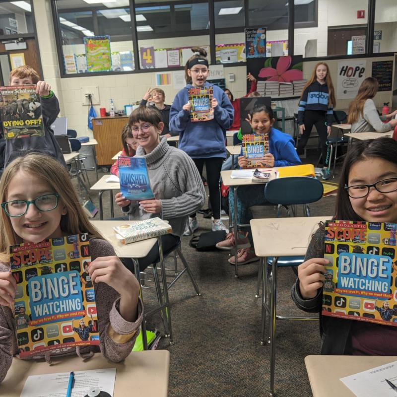 students with books